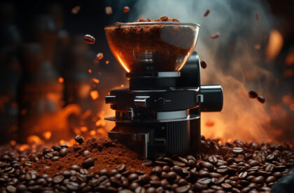 Freshly ground coffee beans create a rich, aromatic caffeine boost generated by AI Freshly ground coffee beans create a rich, aromatic caffeine boost generated by artificial intelligence